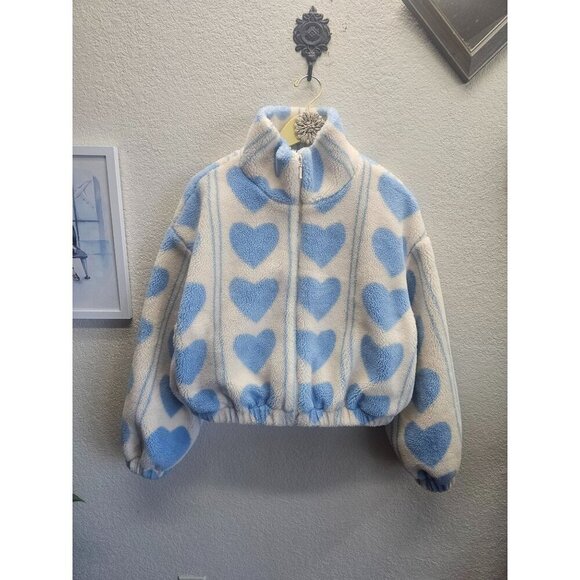 Cider Sherpa Crop Oversize Heart Jacket S - Picture 3 of 7